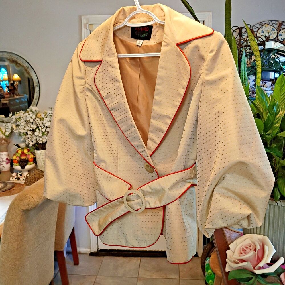 ASHRO VINTAGE 2 piece set Blazer, maxi SKIRT size 12 semi-formal Gold Brocade